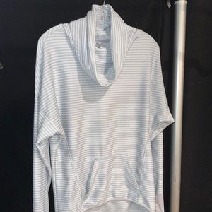 Mondetta Womens Athletic Sweatshirt Crawl Neck Size M Striped Grey